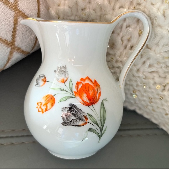 Bareuther Waldsassen Bavaria Germany Other - Vintage BAREUTHER Waldsassen BAVARIA Germany Tulip Bone China CREAMER PITCHER